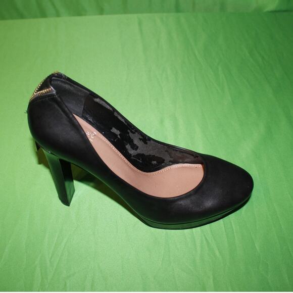 Vince Camuto Black Platform High Heel Gold Zip A2  Sz. 9 M - Picture 10 of 16